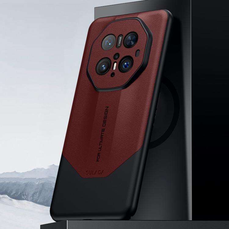 For Huawei Mate 70 Pro / Mate 70 Pro+ SULADA Splicing Plain Leather PC Shockproof Phone Case(Red)
