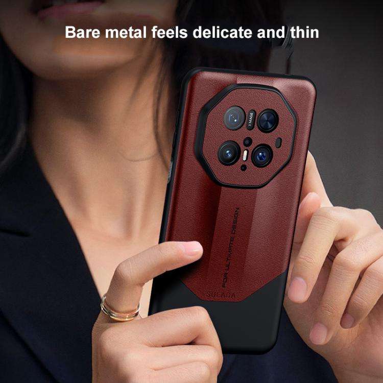 For Huawei Mate 70 Pro / Mate 70 Pro+ SULADA Splicing Plain Leather PC Shockproof Phone Case(Red)