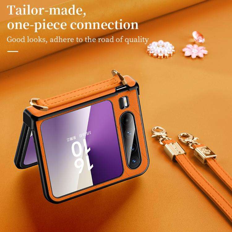 For Huawei Pura X SULADA Elegant Rhombic Texture Folding Phone Case with Lanyard(Black)
