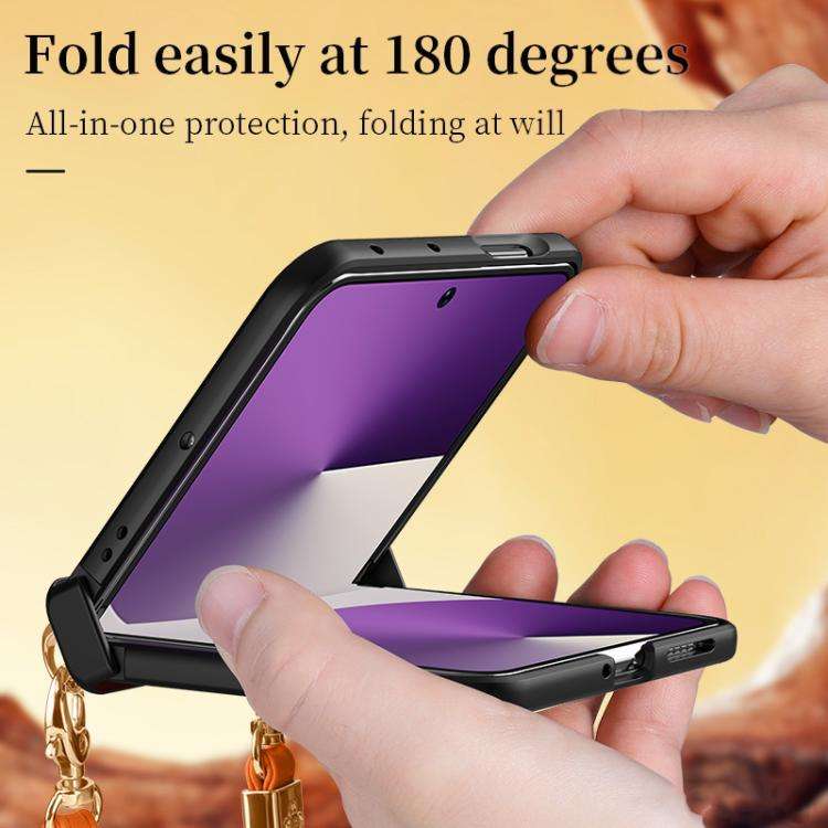 For Huawei Pura X SULADA Elegant Rhombic Texture Folding Phone Case with Lanyard(Black)