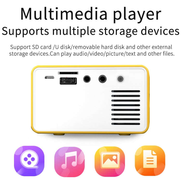 T300 25ANSI LED Portable Home Multimedia Game Projector, US Plug(Yellow)