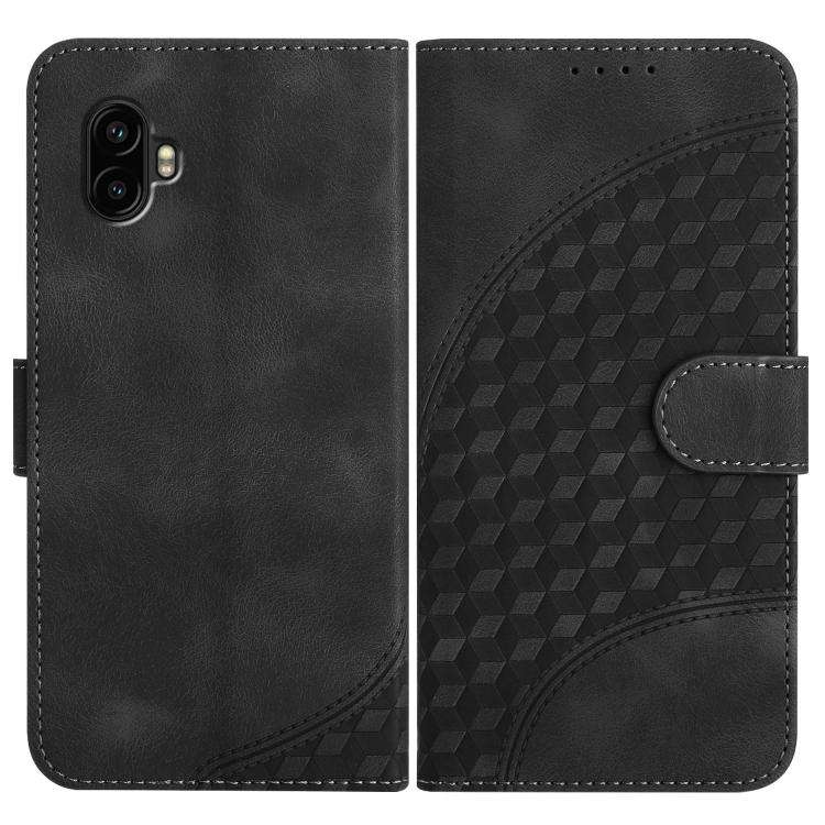 For Samsung Galaxy XCover7 Pro Elephant Head Embossed Phone Leather Case with Lanyard(Black)