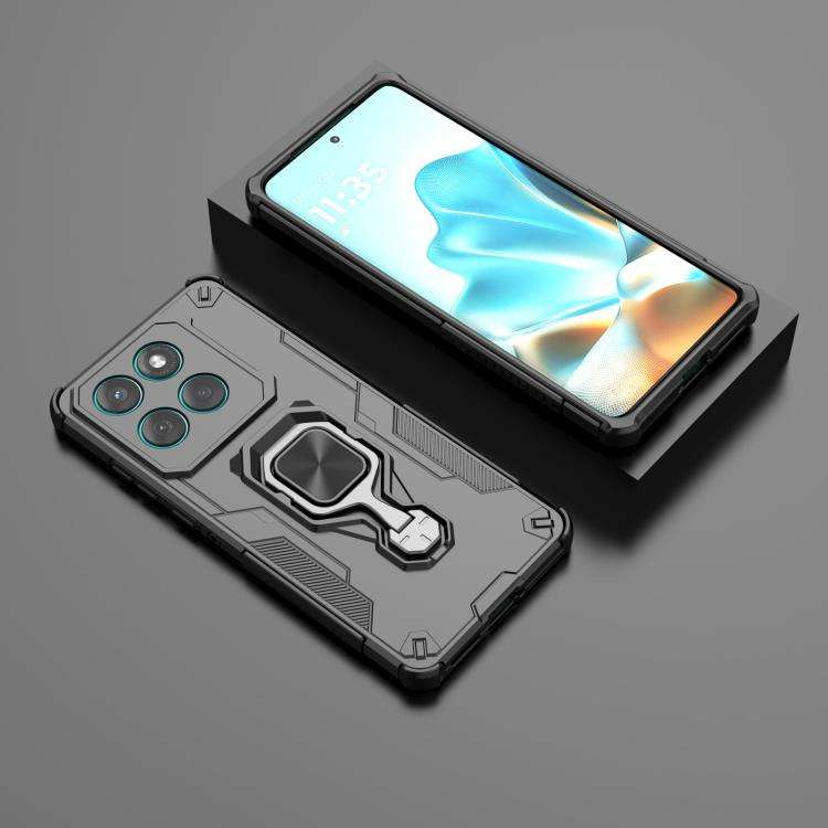 For Motorola Edge 60 Fusion Metal Kickstand TPU Hybrid PC Phone Case(Black)