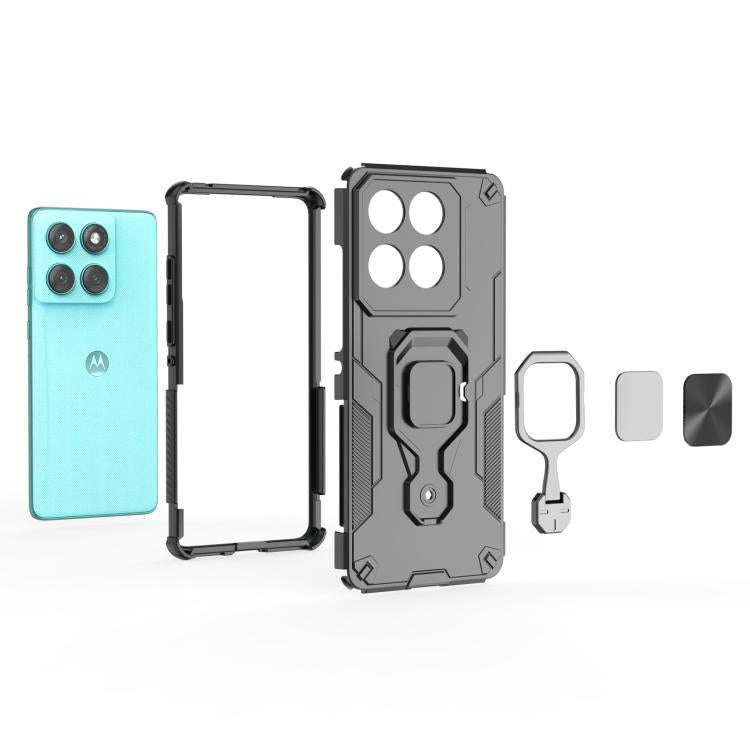 For Motorola Edge 60 Fusion Metal Kickstand TPU Hybrid PC Phone Case(Black)