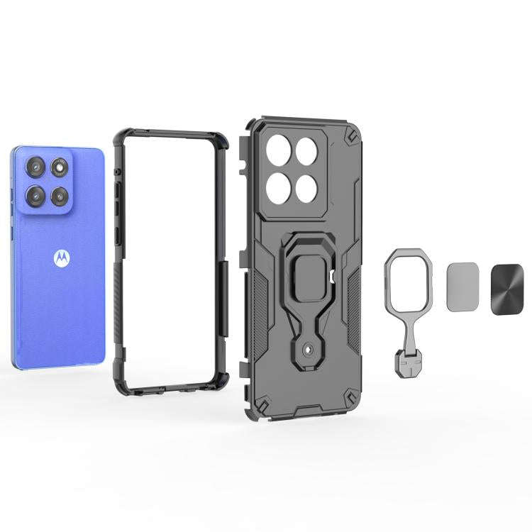 For Motorola Edge 60 Stylus Metal Kickstand TPU Hybrid PC Phone Case(Grey)