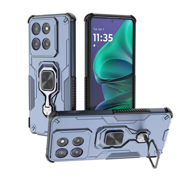 For Motorola Edge 60 Stylus Metal Kickstand TPU Hybrid PC Phone Case(Blue)