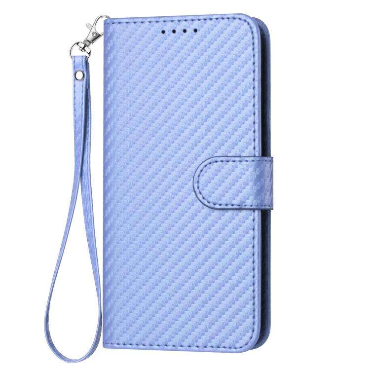 For Samsung Galaxy XCover7 Pro YX0070 Carbon Fiber Buckle Leather Phone Case with Lanyard(Light P...