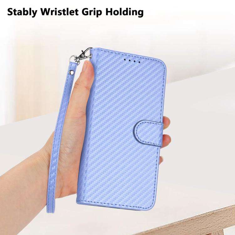 For Samsung Galaxy XCover7 Pro YX0070 Carbon Fiber Buckle Leather Phone Case with Lanyard(Light P...