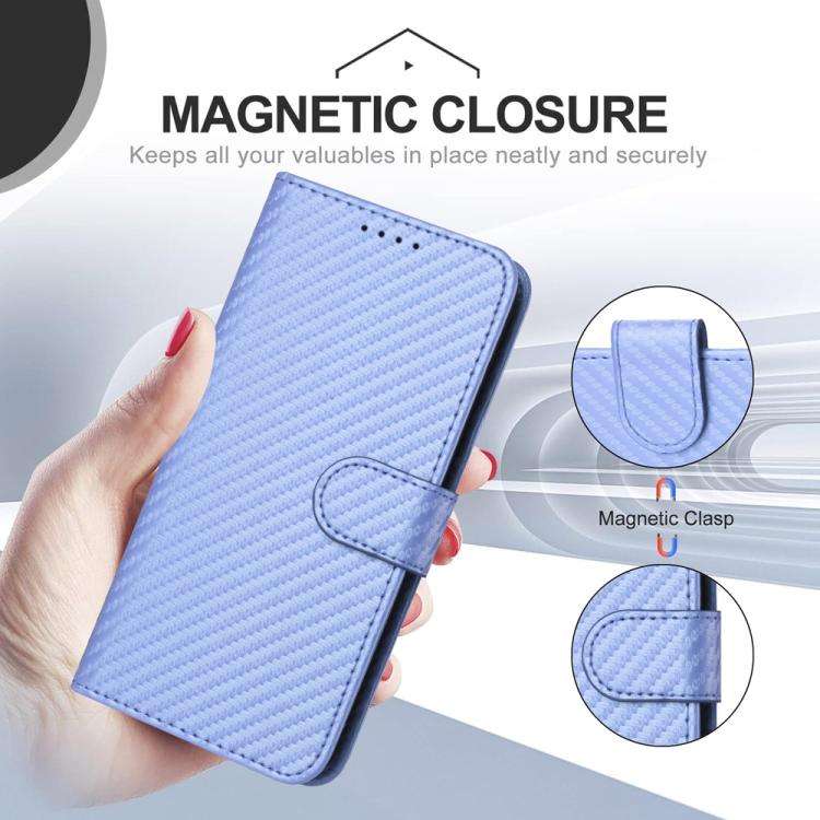 For Samsung Galaxy XCover7 Pro YX0070 Carbon Fiber Buckle Leather Phone Case with Lanyard(Light P...
