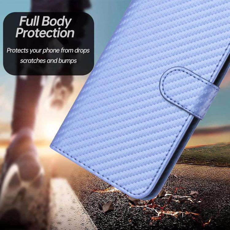 For Samsung Galaxy XCover7 Pro YX0070 Carbon Fiber Buckle Leather Phone Case with Lanyard(Light P...