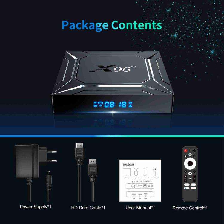 X96 M200 YB951 Android 14.0 Smart TV Box, 4GB+32GB, Amlogic S905X5M Quad-core ARM Cortex A55(EU P...