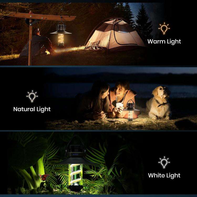 KXK-818 Outdoor Emergency Lamp Camping Light Portable Tent Lantern(Black)