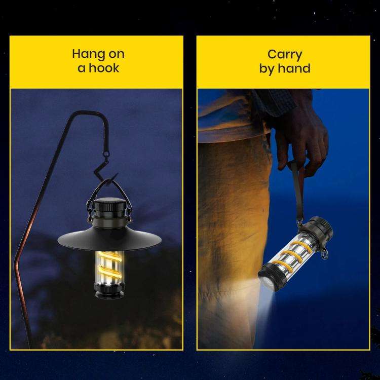 KXK-818 Outdoor Emergency Lamp Camping Light Portable Tent Lantern(Black)