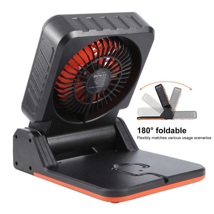 F3 Solar Powered USB Charging Portable Fan Camping Light(Orange)