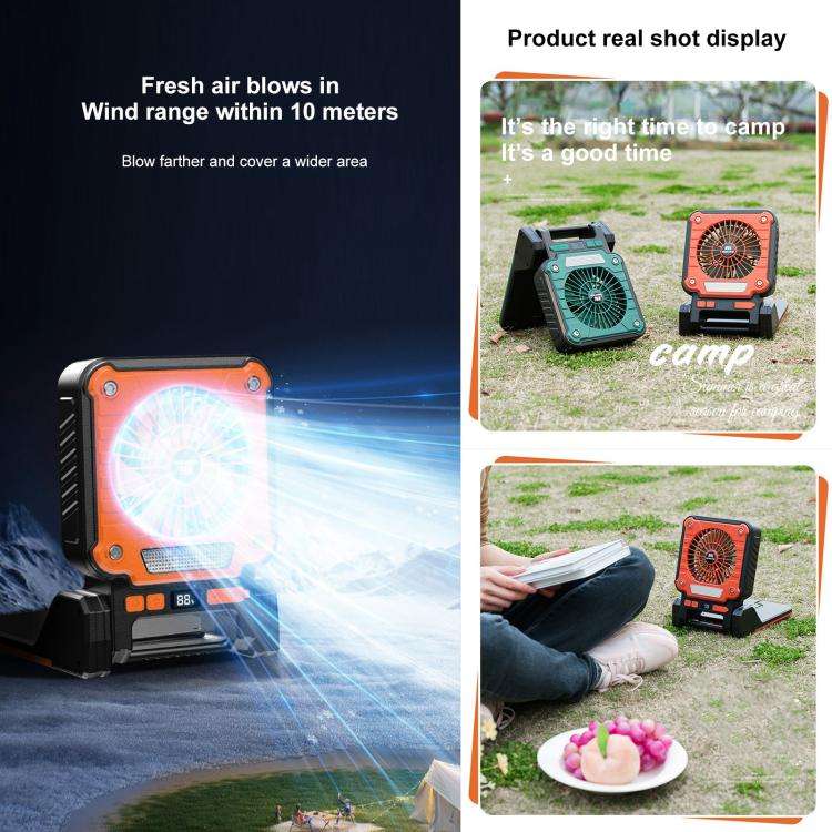 F3 Solar Powered USB Charging Portable Fan Camping Light(Green)