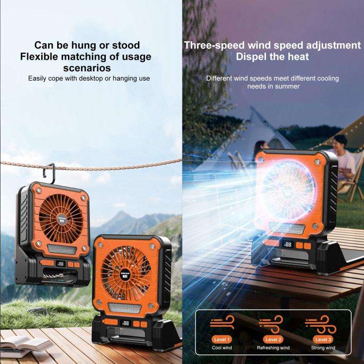 F3 Solar Powered USB Charging Portable Fan Camping Light(Green)