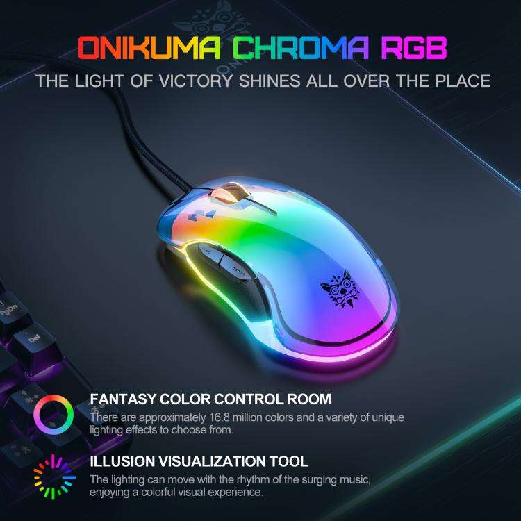 ONIKUMA CW925 12800DPI Colorful RGB E-Sports Gaming Wired Mouse(Black)