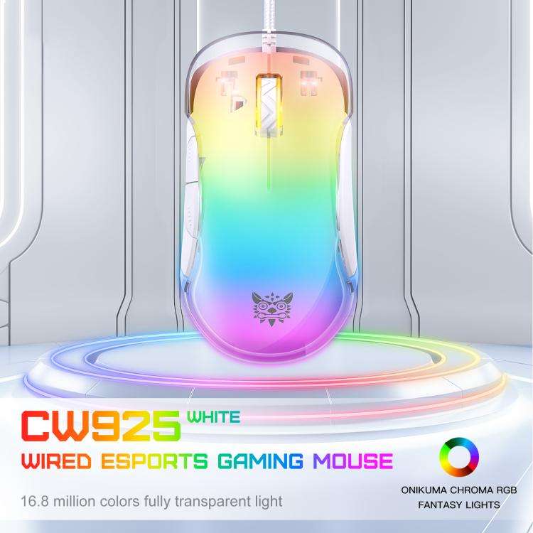 ONIKUMA CW925 12800DPI Colorful RGB E-Sports Gaming Wired Mouse(White)