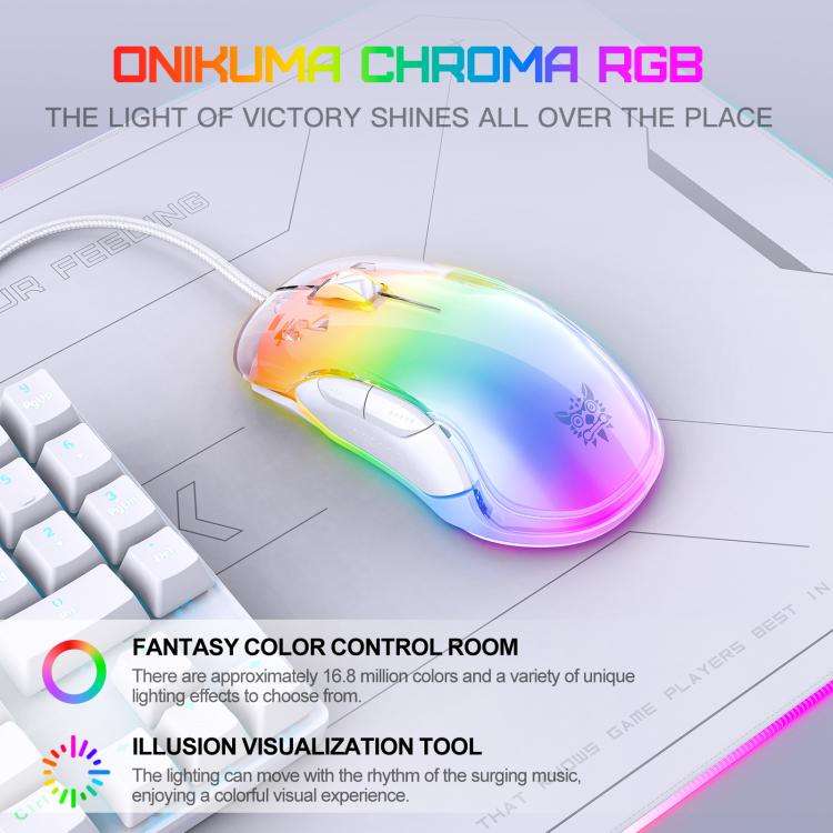 ONIKUMA CW925 12800DPI Colorful RGB E-Sports Gaming Wired Mouse(White)