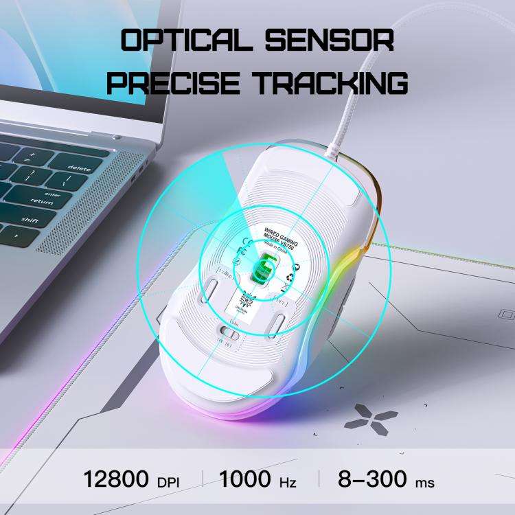 ONIKUMA CW925 12800DPI Colorful RGB E-Sports Gaming Wired Mouse(White)