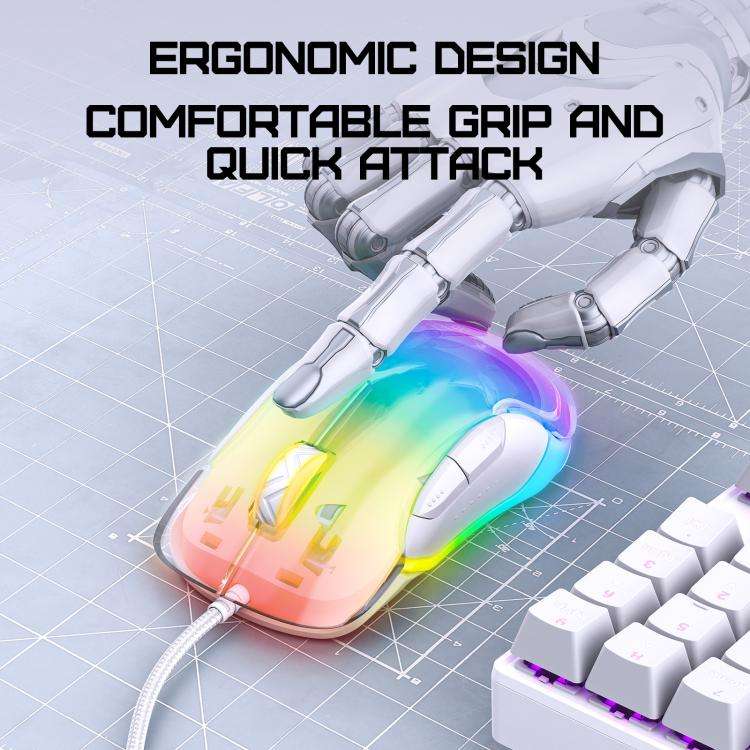 ONIKUMA CW925 12800DPI Colorful RGB E-Sports Gaming Wired Mouse(White)