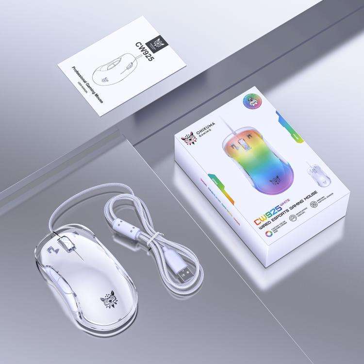 ONIKUMA CW925 12800DPI Colorful RGB E-Sports Gaming Wired Mouse(White)