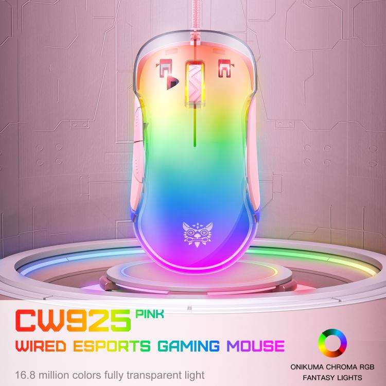 ONIKUMA CW925 12800DPI Colorful RGB E-Sports Gaming Wired Mouse(Pink)