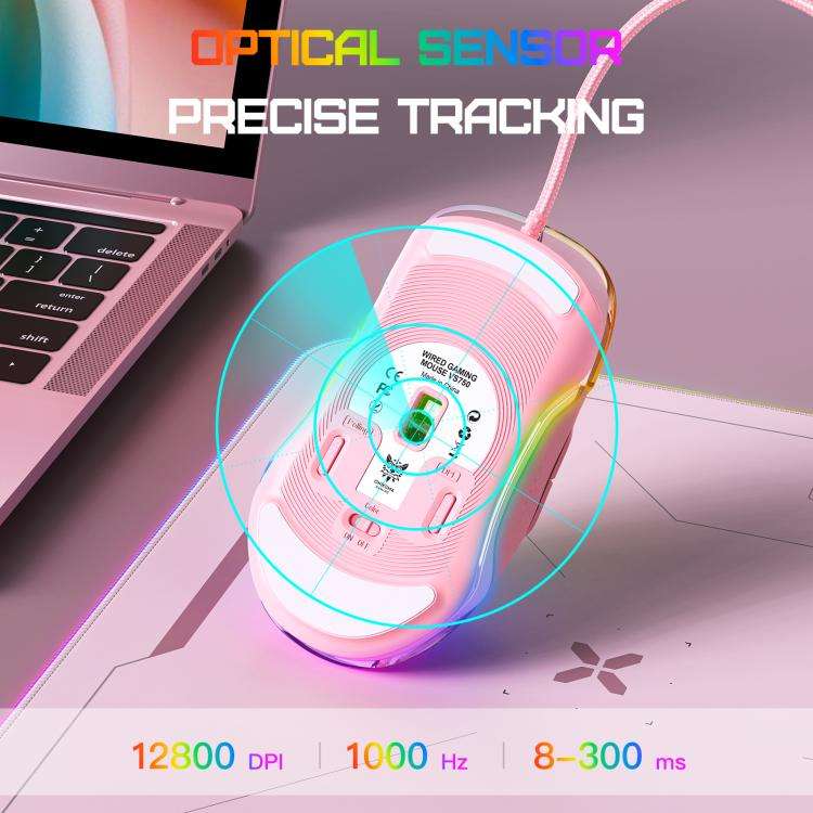 ONIKUMA CW925 12800DPI Colorful RGB E-Sports Gaming Wired Mouse(Pink)