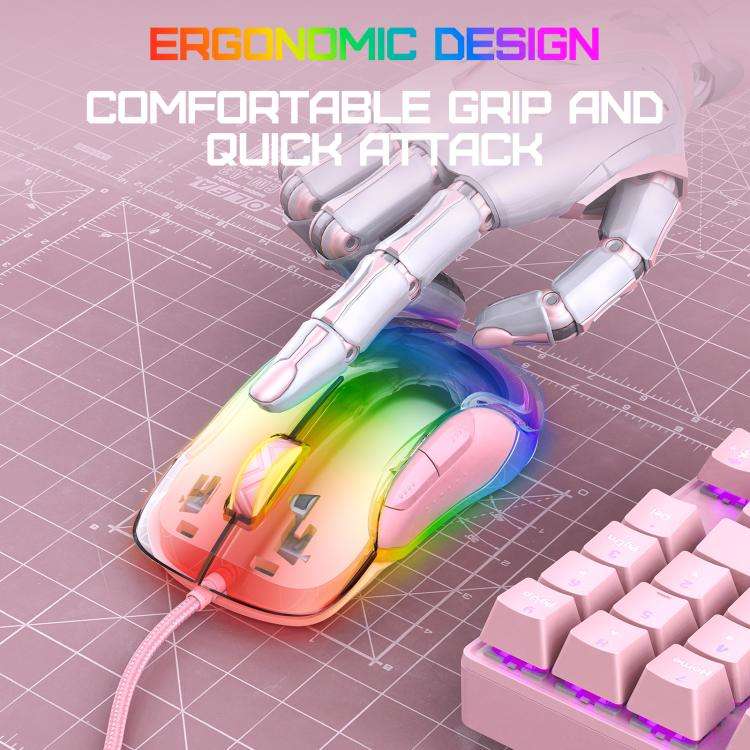 ONIKUMA CW925 12800DPI Colorful RGB E-Sports Gaming Wired Mouse(Pink)