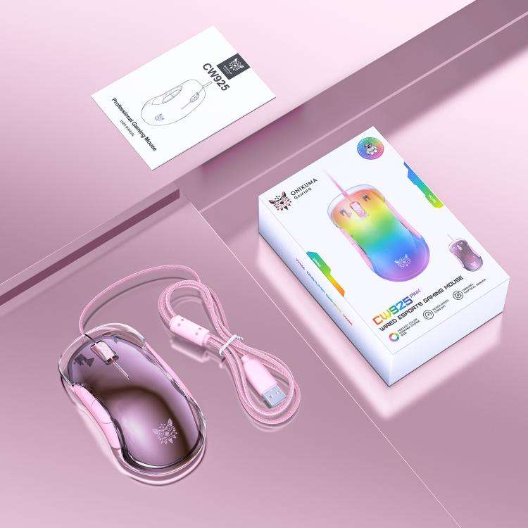 ONIKUMA CW925 12800DPI Colorful RGB E-Sports Gaming Wired Mouse(Pink)