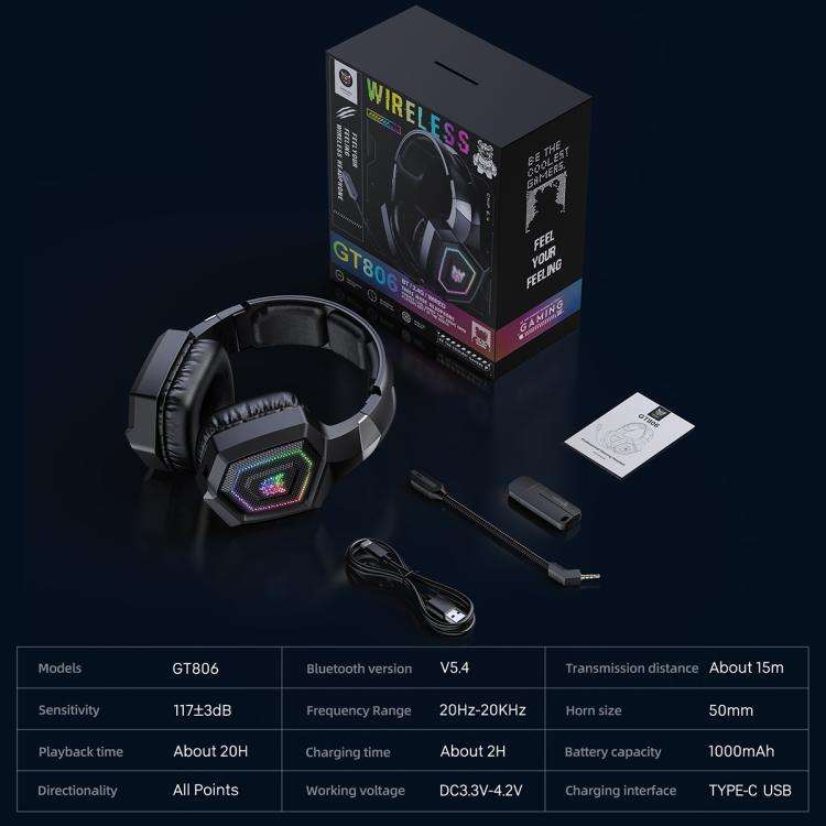 ONIKUMA GT806 Tri-mode Bluetooth 2.4G Wired E-sports Game Headset(Black)