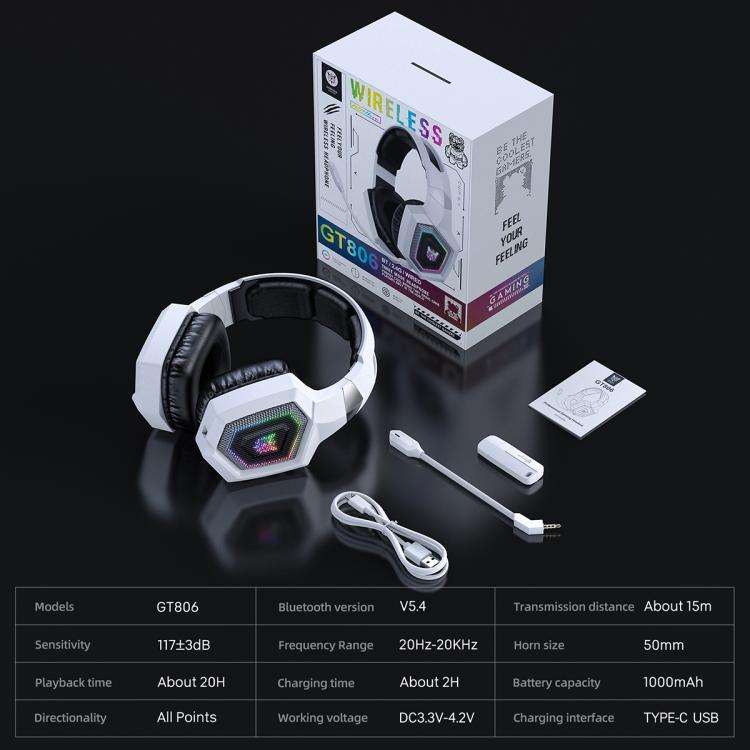 ONIKUMA GT806 Tri-mode Bluetooth 2.4G Wired E-sports Game Headset(White)