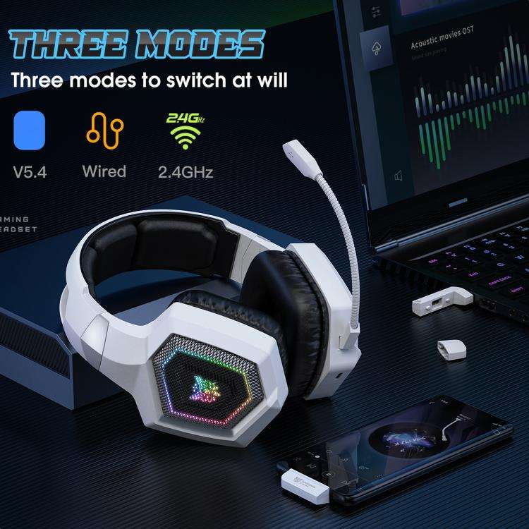 ONIKUMA GT806 Tri-mode Bluetooth 2.4G Wired E-sports Game Headset(White)