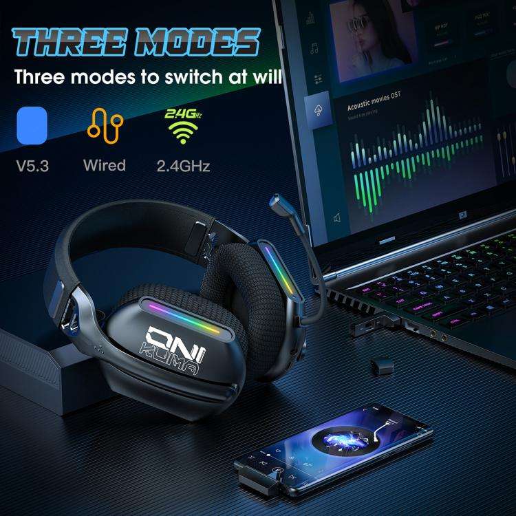 ONIKUMA GT808 Tri-mode Bluetooth 2.4G Wired E-sports Game Headset(Black)