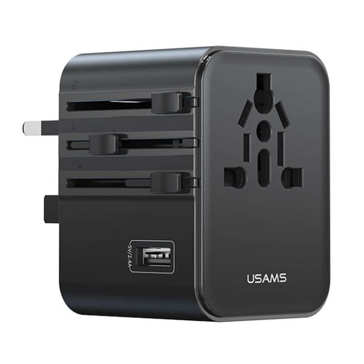 USAMS CC308 17W Dual Type-C and USB-A Ports Universal Travel Charger(Black)
