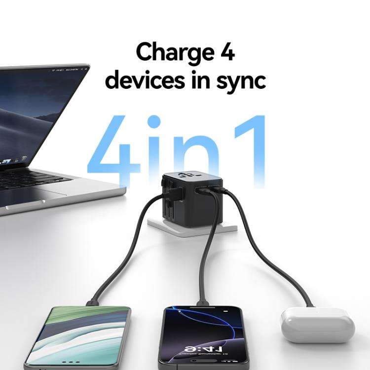 USAMS CC308 17W Dual Type-C and USB-A Ports Universal Travel Charger(Black)