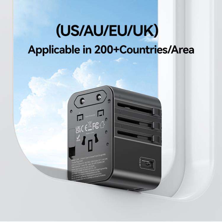 USAMS CC308 17W Dual Type-C and USB-A Ports Universal Travel Charger(Black)