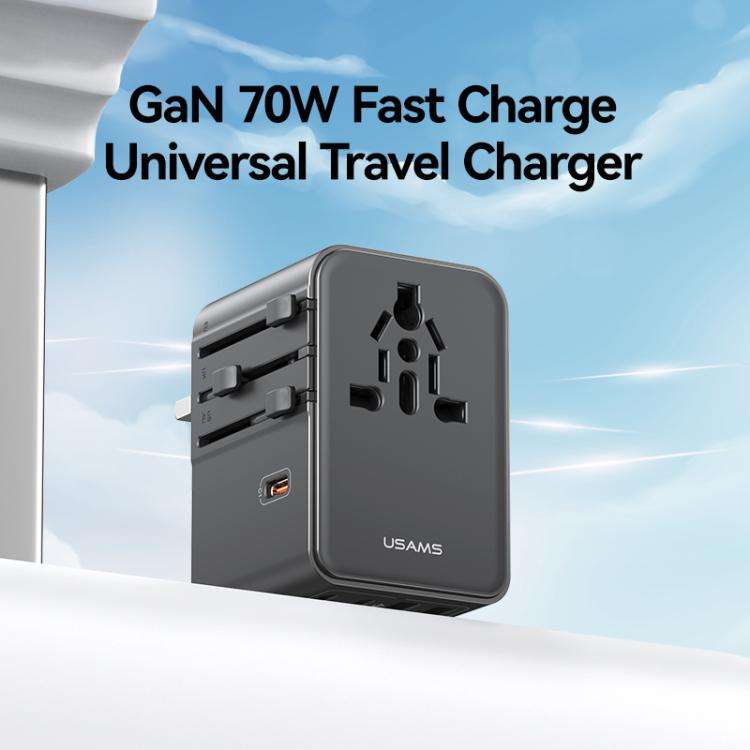 USAMS CC310 70W Three Type-C and Dual USB-A Ports Universal Travel Charger(Black)