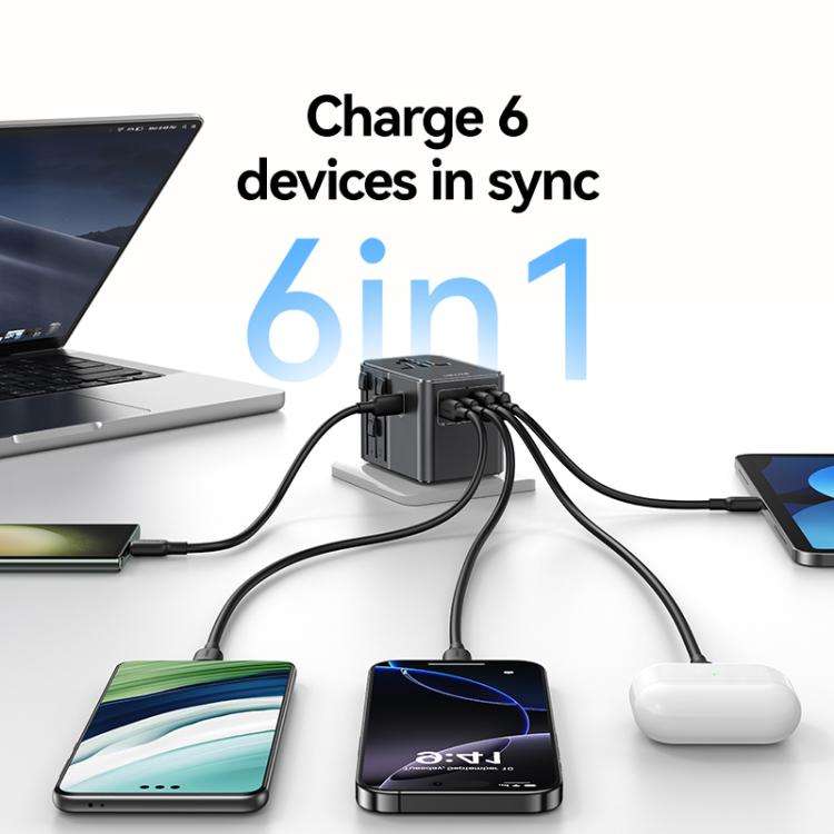 USAMS CC310 70W Three Type-C and Dual USB-A Ports Universal Travel Charger(Black)