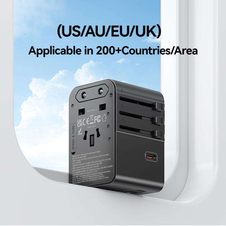 USAMS CC310 70W Three Type-C and Dual USB-A Ports Universal Travel Charger(Black)