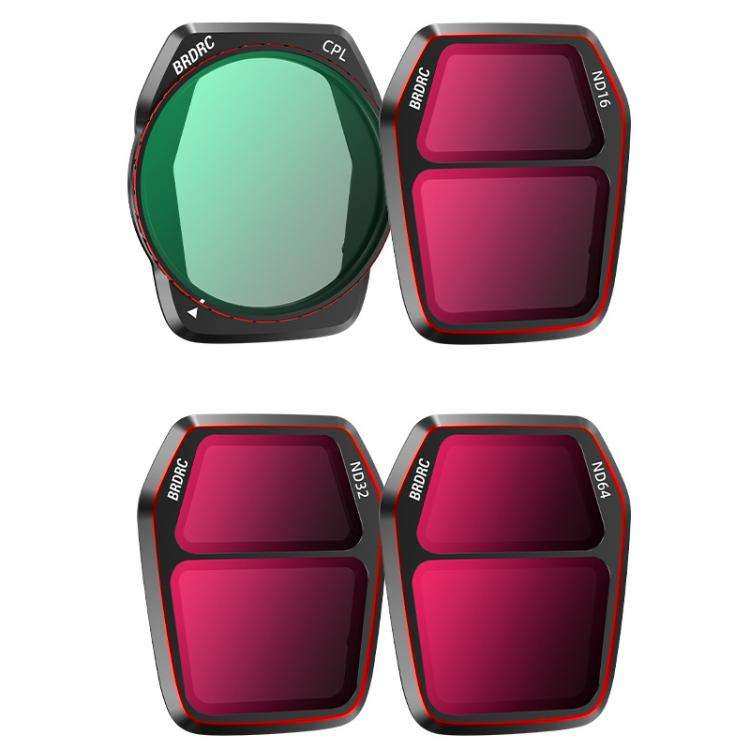 For DJI Air 3S BRDRC Camera Lens Filter, Filter:4 in 1 CPL ND16-64