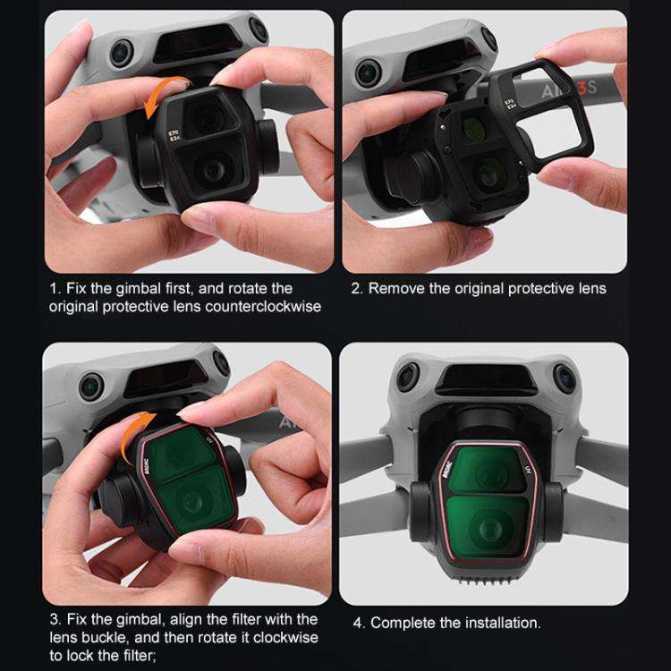 For DJI Air 3S BRDRC Camera Lens Filter, Filter:ND8