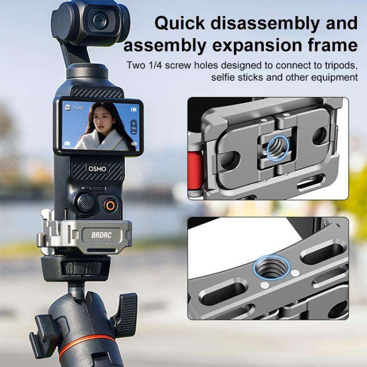 For DJI Osmo Pocket 3 BRDRC Quick Assembly Multi-function Cold Shoe Extension Mount(Dark Grey)