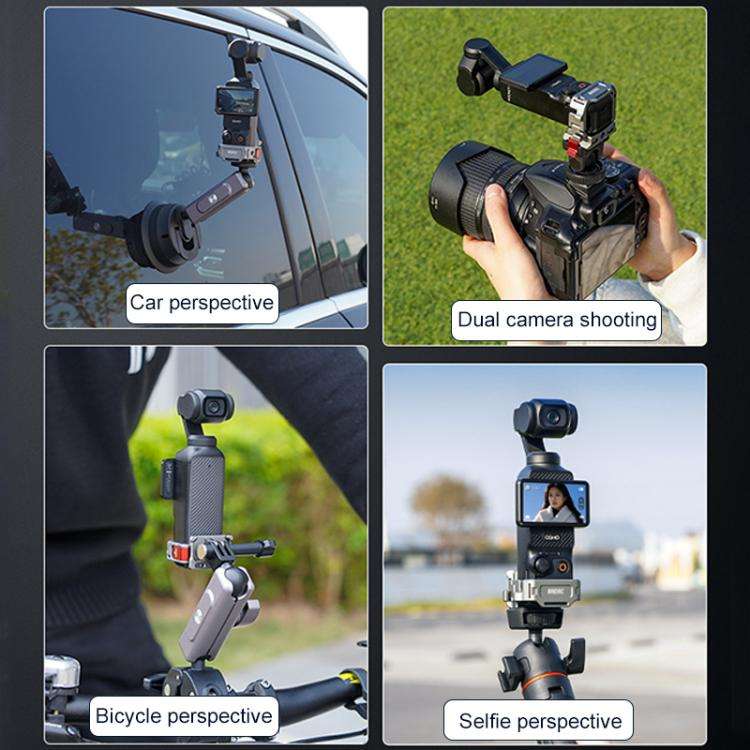 For DJI Osmo Pocket 3 BRDRC Quick Assembly Multi-function Cold Shoe Extension Mount(Dark Grey)