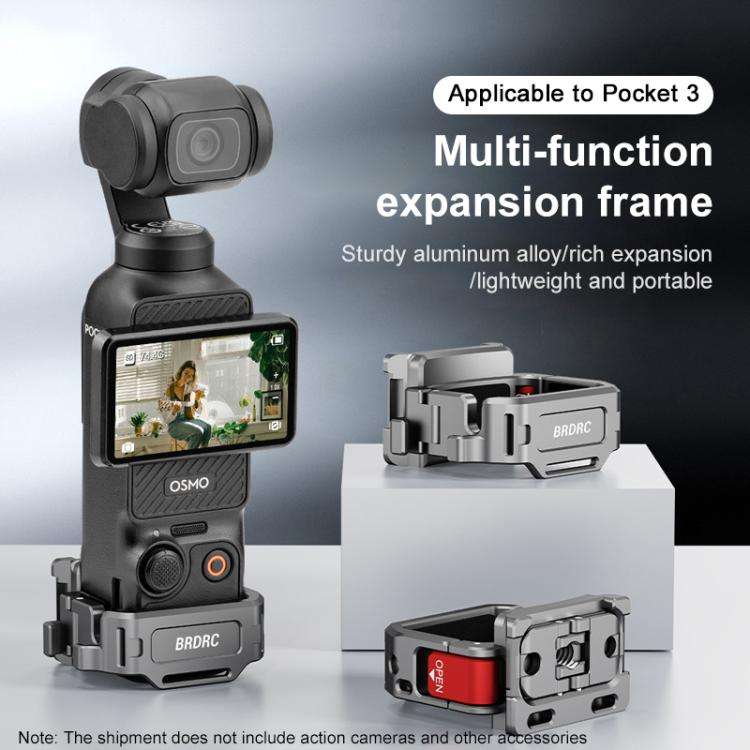 For DJI Osmo Pocket 3 BRDRC Quick Assembly Multi-function Cold Shoe Extension Mount(Dark Grey)