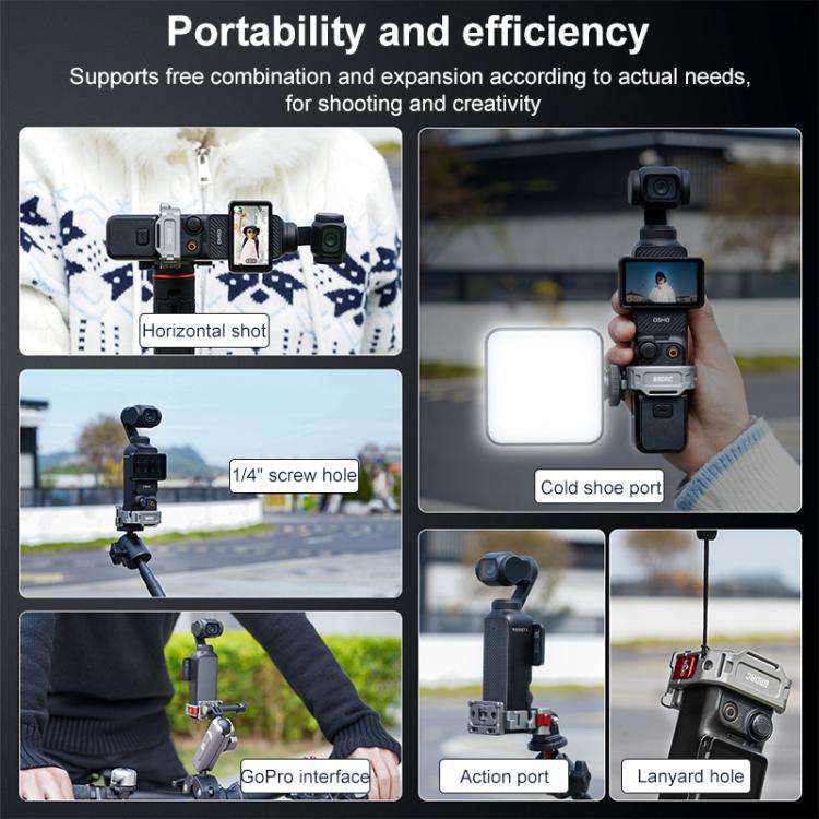 For DJI Osmo Pocket 3 BRDRC Quick Assembly Multi-function Cold Shoe Extension Mount(Dark Grey)