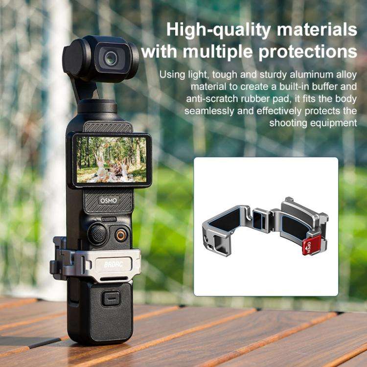 For DJI Osmo Pocket 3 BRDRC Quick Assembly Multi-function Cold Shoe Extension Mount(Dark Grey)