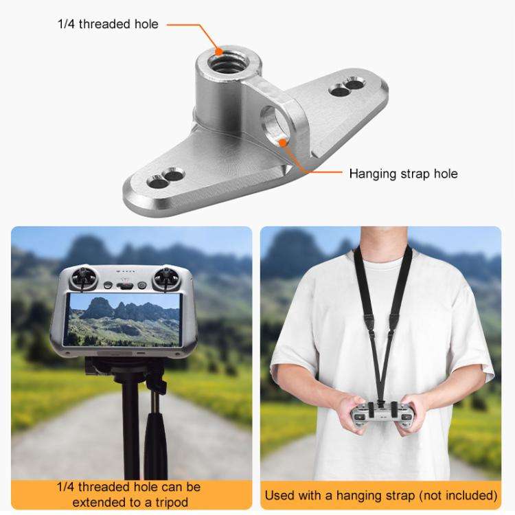 For DJI RC / RC 2 BRDRC Drone Remote Control Adapter Base Bicycle Holder(Black Silver)