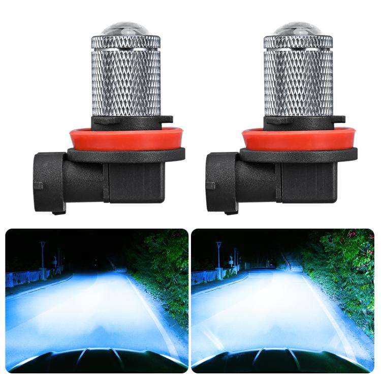 H11 Pair 8.5W 12-60V Car Lens Fog Light Bulb(Ice Blue Light)