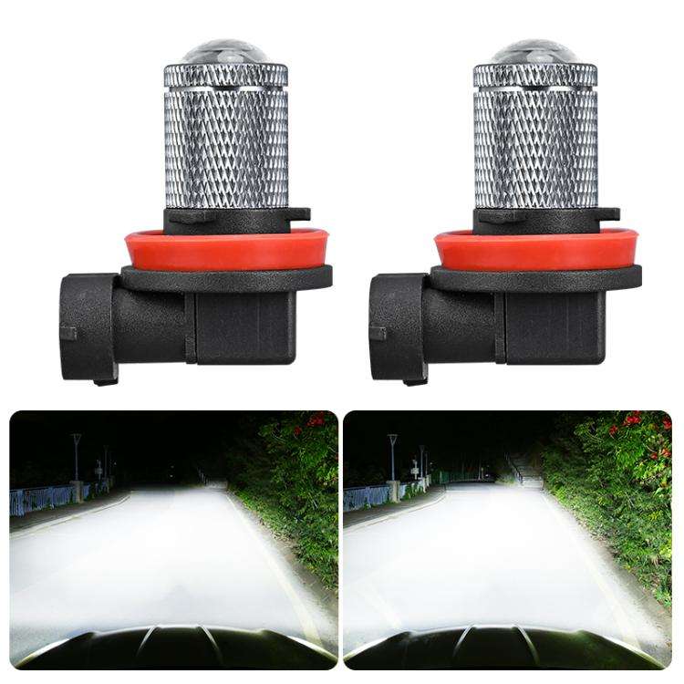 H11 Pair 8.5W 12-60V Car Lens Fog Light Bulb(White Light)